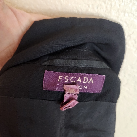 Escada Black 100% Wool Blazer Career Work Jacket Size 12 - Picture 4 of 7